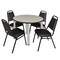 Kee Kee Round Table & Chair Set, Wood, Metal, Vinyl Top, Maple TB42RNDPLBPCM29BK - alternate 1